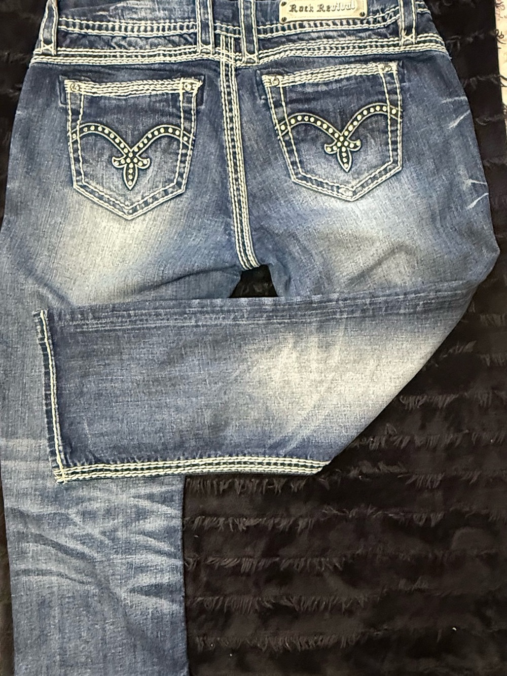 Rock Revival Women's Faded Blue Skinny Jeans with Embroidered Back Pockets